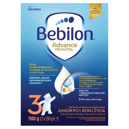 Bebilon 3 Advance Pronutra Junior Formuła na bazie mleka po 1. roku życia 1100 g (2 x 550 g)