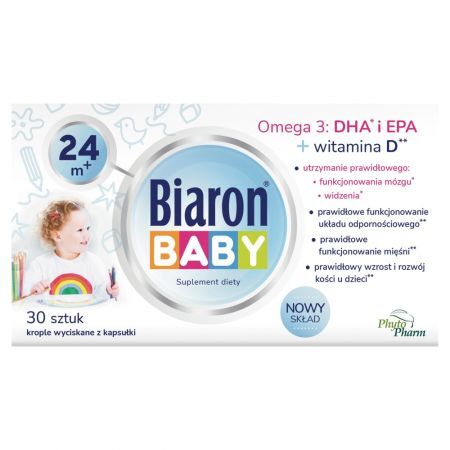 Biaron Baby 24 m+ Suplement diety krople wyciskane z kapsułki 30 sztuk