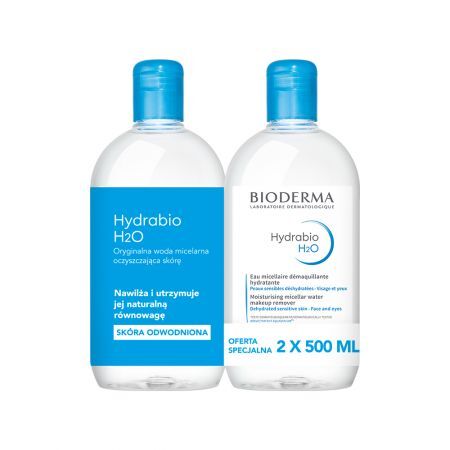 BIODERMA HYDRABIO H2O Płyn micel.nawilż. 1 zest. - 500 ml + 500 ml