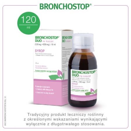 Bronchostop Duo na kaszel syrop 120ml syrop (0,12g+0,83g)/15ml 120 ml (butelka)