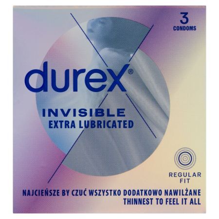 Durex Invisible Dodatkowo nawilżane Prezerwatywy 3 sztuki
