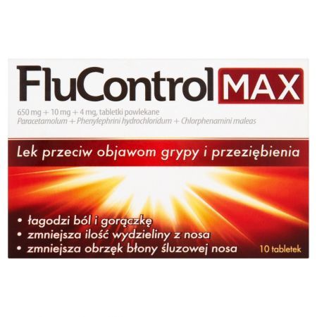 FluControl Max Lek przeciw objawom grypy i przeziębienia 10 sztuk