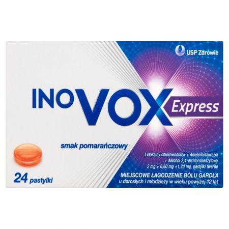 Inovox Express Pastylki twarde smak pomarańczowy 24 pastylki
