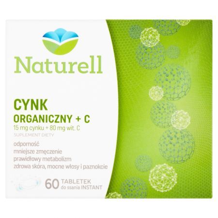 Naturell Cynk organiczny + C Suplement diety 60 tabletek do ssania Instant