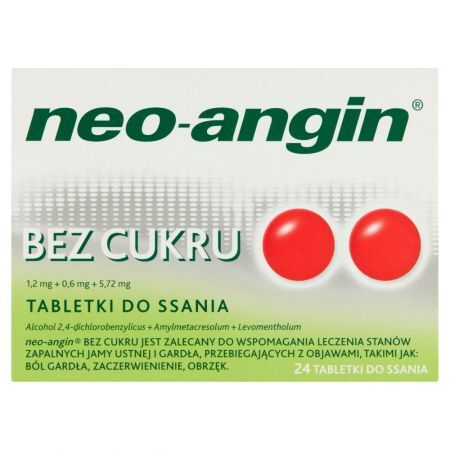 Neo-angin Tabletki do ssania bez cukru 24 sztuki