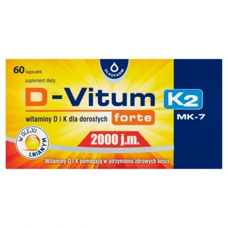 Oleofarm D-Vitum Forte 2000 j.m. K₂ Suplement diety 16 g (60 sztuk)