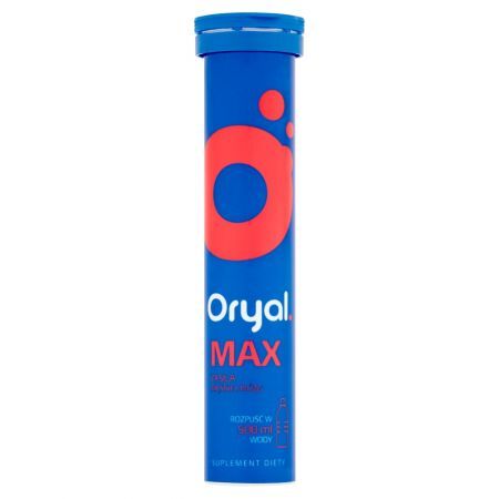 Oryal Max Suplement diety tabletki musujące o smaku malinowym 15 sztuk