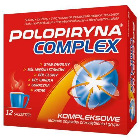 Polopiryna Complex proszek do sporz. rozt. doust. (500mg + 2 mg + 15,58 mg) x 12 sasz.