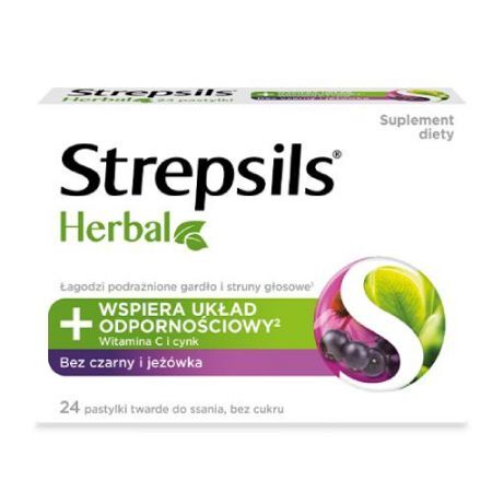Strepsils Herbal Bez/Jeżówka x 24 past. pastyl.do ssania - 24 pastyl.
