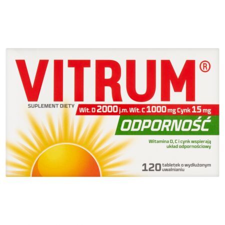 Vitrum Suplement diety D 2000 j.m. C 1000 mg cynk 15 mg odporność 120 sztuk