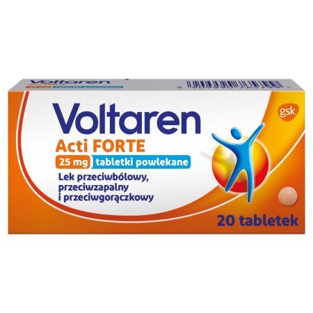 Voltaren Acti Forte 25 mg Lek przeciwbólowy przeciwzapalny i przeciwgorączkowy 20 sztuk