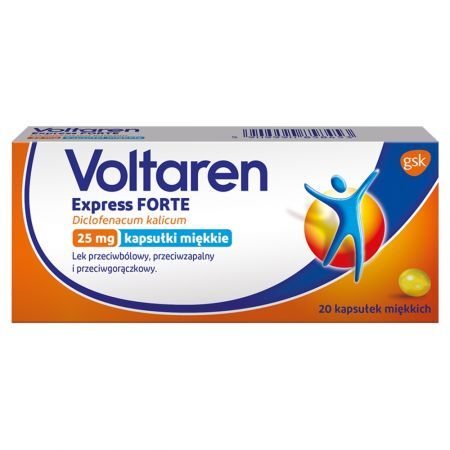 Voltaren Express Forte Lek przeciwbólowy przeciwzapalny i przeciwgorączkowy 20 sztuk